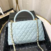 CHANEL LARGE FLAP BAG WITH TOP HANDLE LIGHT BLUE A92991 SIZE 28CM - 4