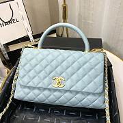CHANEL LARGE FLAP BAG WITH TOP HANDLE LIGHT BLUE A92991 SIZE 28CM - 3