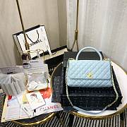 CHANEL LARGE FLAP BAG WITH TOP HANDLE LIGHT BLUE A92991 SIZE 28CM - 2