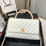 CHANEL LARGE FLAP BAG WITH TOP HANDLE WHITE A92991 SIZE 28CM - 5