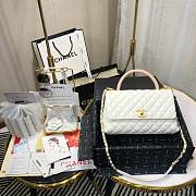 CHANEL LARGE FLAP BAG WITH TOP HANDLE WHITE A92991 SIZE 28CM - 2