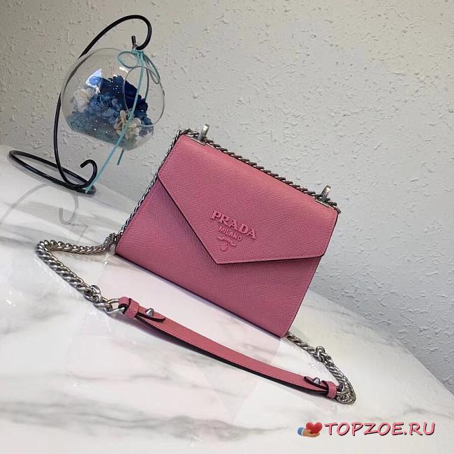 PRADA MONOCHROME BAG FIERY PETAL PINK 1BD127 SIZE 21×14×10 CM - 1