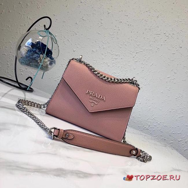 PRADA MONOCHROME BAG POWDER PINK 1BD127 SIZE 21×14×10 CM - 1
