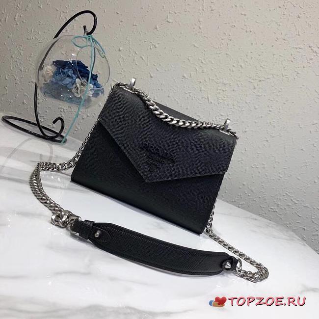 PRADA MONOCHROME BAG BLACK 1BD127 SIZE 21×14×10 CM - 1