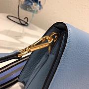 PRADA LEATHER SHOULDER BAG BLUE 1BD102 SIZE 20×14×5 CM - 5