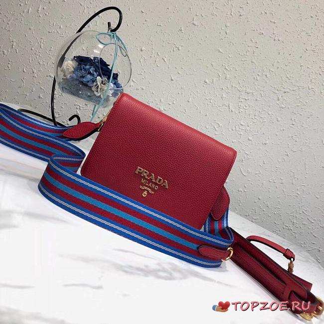 Prada Leather Shoulder Bag Red 1BD102 SIZE 20×14×5 cm - 1