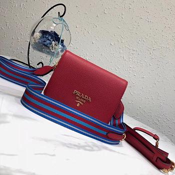 Prada Leather Shoulder Bag Red 1BD102 SIZE 20×14×5 cm