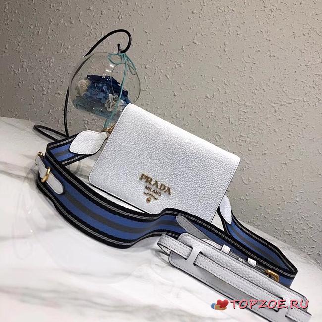Prada Leather Shoulder Bag White 1BD102 SIZE 20×14×5 cm - 1