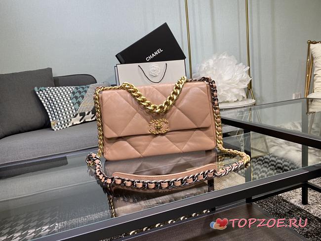 CHANEL 19 LARGE HANDBAG BROWN AS1161 SIZE 30×20×10 CM - 1