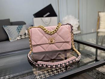 CHANEL 19 LARGE HANDBAG LIGHT PINK AS1161 SIZE 30×20×10 CM