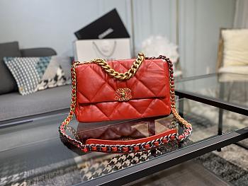 CHANEL 19 LARGE HANDBAG RED AS1161 SIZE 30×20×10 CM
