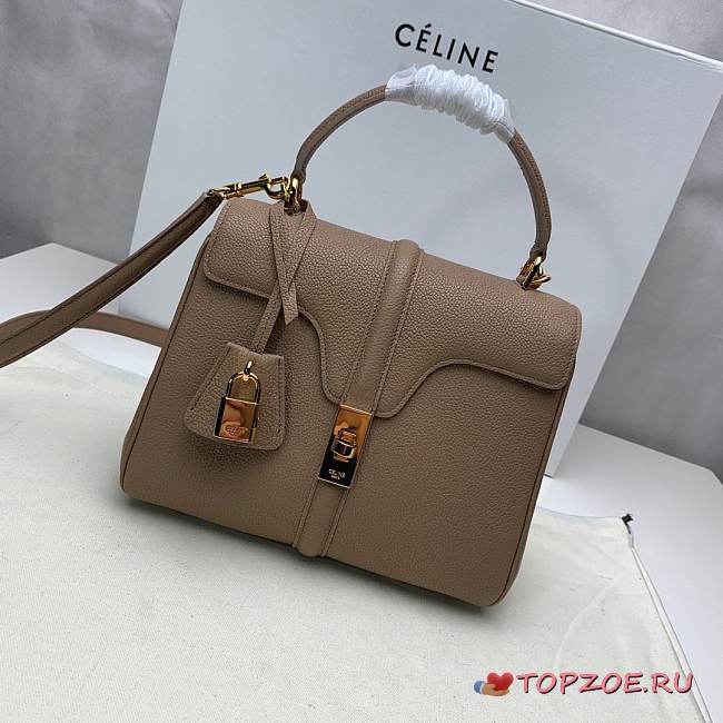 CELINE SMALL 16 BAG BROWN 188003 SIZE 23 x 19 x 10.5 CM - 1