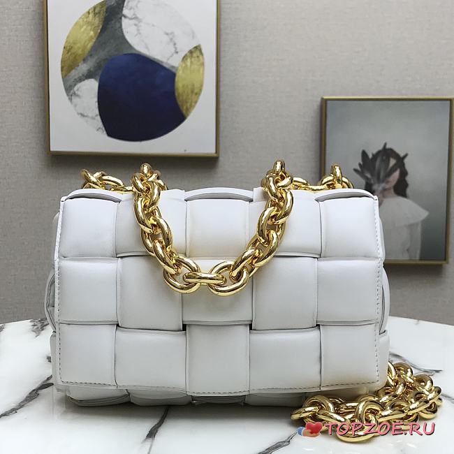 BOTTEGA VENETA CHAIN CASSETTE WHITE 631421 SIZE 26 x 18 x 8 CM - 1