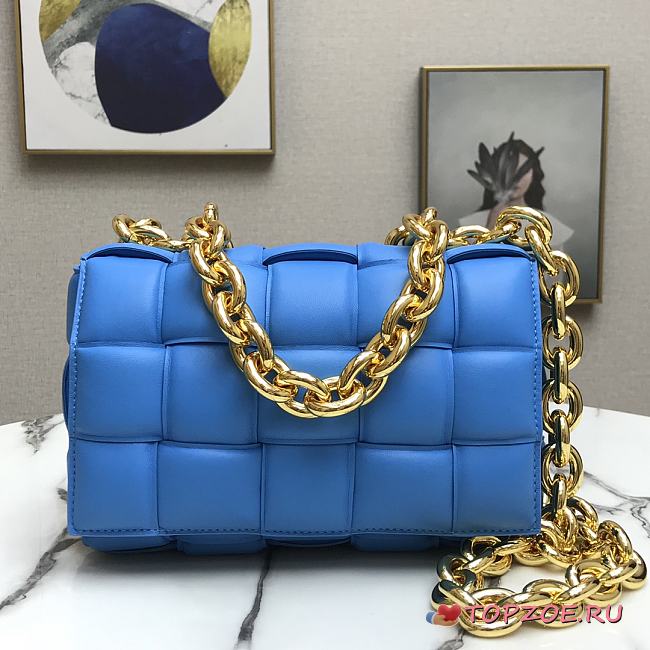 BOTTEGA VENETA CHAIN CASSETTE BLUE 631421 SIZE 26 x 18 x 8 CM - 1