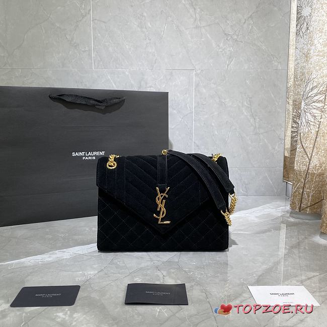 ENVELOPE MEDIUM BAG BLACK VELVET 487206 SIZE 24 × 17.5 × 6 CM - 1