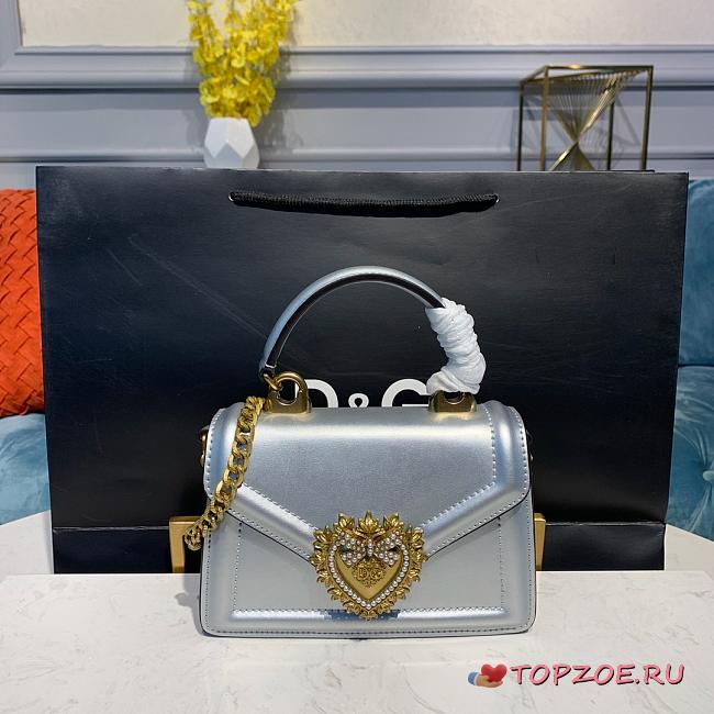 D&G SMALL DEVOTION BAG IN NAPPA LEATHER SILVER SIZE 19 x 11 x 4.5 CM - 1