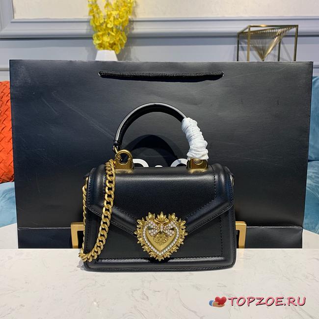 D&G SMALL DEVOTION BAG IN NAPPA LEATHER BLACK SIZE 19 x 11 x 4.5 CM - 1