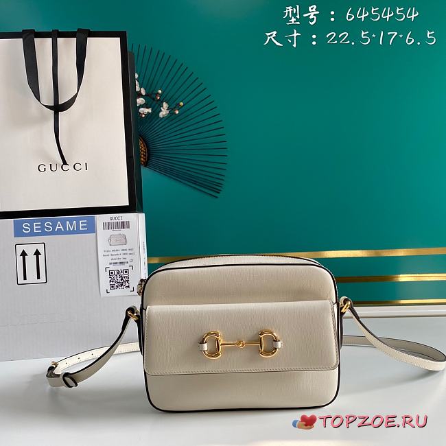 GUCCI HORSEBIT 1955 SMALL WHITE 645454 SIZE 22.5 x 17 x 6.5 CM - 1