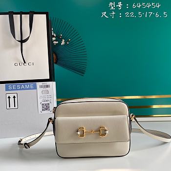 GUCCI HORSEBIT 1955 SMALL WHITE 645454 SIZE 22.5 x 17 x 6.5 CM