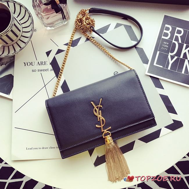 YSL KATE TASSEL CHAIN WALLET IN SMOOTH LEATHER 452159 SIZE 19x12.5x4 CM - 1