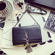 YSL KATE TASSEL CHAIN WALLET IN SMOOTH LEATHER SILVER 452159 SIZE 19x12.5x4 CM - 1