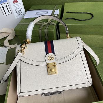 GUCCI OPHIDIA SMALL TOP HANDLE BAG WHITE 651055 SIZE 25x17.5x7 CM