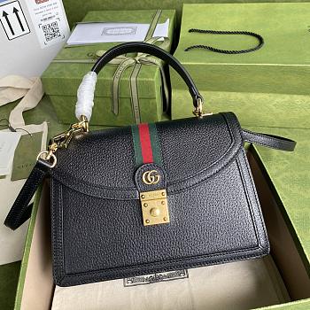 GUCCI OPHIDIA SMALL TOP HANDLE BAG BLACK 651055 SIZE 25x17.5x7 CM