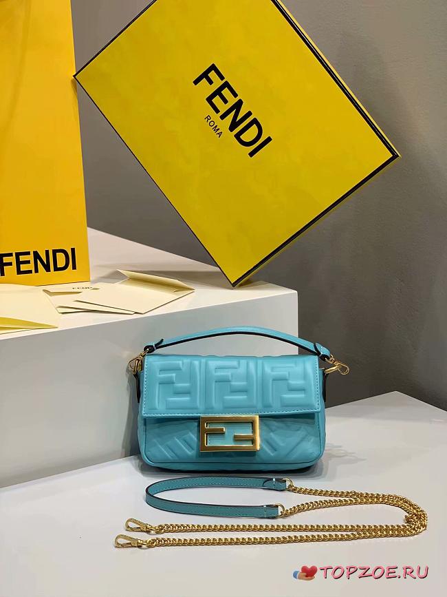 FENDI BAGUETTE BLUE 8BS017 SIZE 18.5 x 4.5 x 12 CM - 1