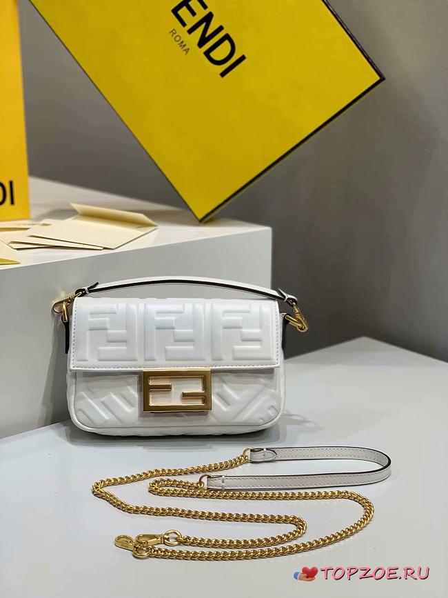 FENDI BAGUETTE WHITE 8BS017 SIZE 18.5 x 4.5 x 12 CM - 1