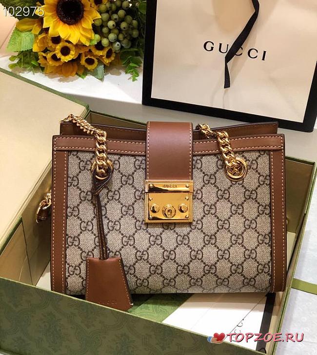 PADLOCK SMALL GG SHOULDER BAG BROWN 498156 SIZE 26x18x10 CM - 1