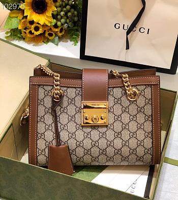 PADLOCK SMALL GG SHOULDER BAG BROWN 498156 SIZE 26x18x10 CM