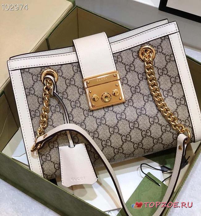 PADLOCK SMALL GG SHOULDER BAG WHITE 498156 SIZE 26x18x10 CM - 1