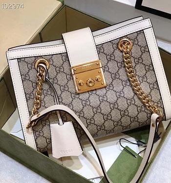 PADLOCK SMALL GG SHOULDER BAG WHITE 498156 SIZE 26x18x10 CM