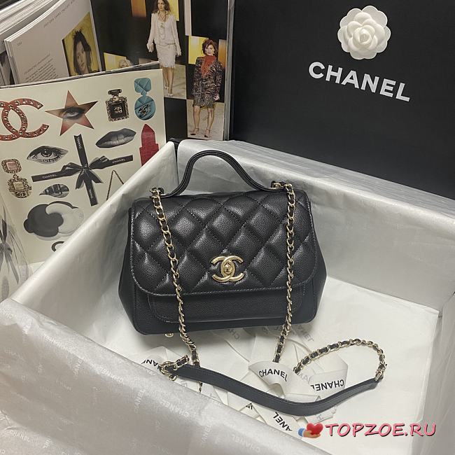 CHANEL MINI FLAP BAG WITH HANDLE BLACK 93749 SIZE 19 x 7 x 14 CM - 1
