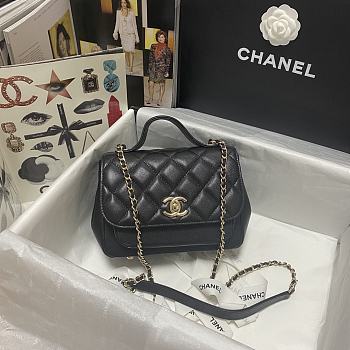 CHANEL MINI FLAP BAG WITH HANDLE BLACK 93749 SIZE 19 x 7 x 14 CM