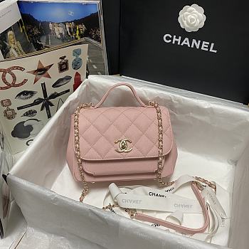 CHANEL MINI FLAP BAG WITH HANDLE LIGHT PINK 93749 SIZE 19 x 7 x 14 CM