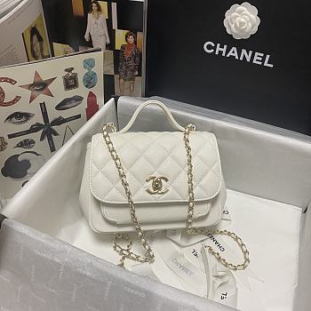CHANEL MINI FLAP BAG WITH HANDLE WHITE 93749 SIZE 19 x 7 x 14 CM