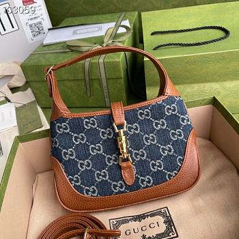 JACKIE 1961 MINI SHOULDER BAG GG JACQUARD DENIM 637092 SIZE 19 x 13 x 3 CM