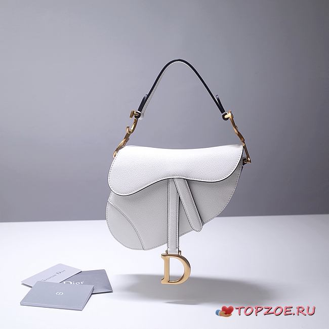 DIOR MINI SADDLE BAG WHITE M0447 SIZE 21 x 18 x 5 CM - 1