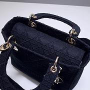 DIOR MEDIUM LADY D-LITE BAG INDIGO BLUE M0565 SIZE 24 x 20 x 11 CM - 3