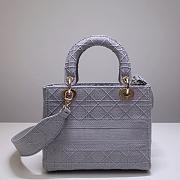 DIOR MEDIUM LADY D-LITE BAG GRAY M0565 SIZE 24 x 20 x 11 CM - 2