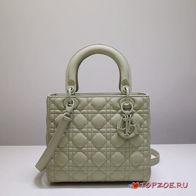 MEDIUM ULTRAMATTE LADY DIOR BAG AVOCADO GREEN M0565 SIZE 24 x 20 x 11 CM - 1