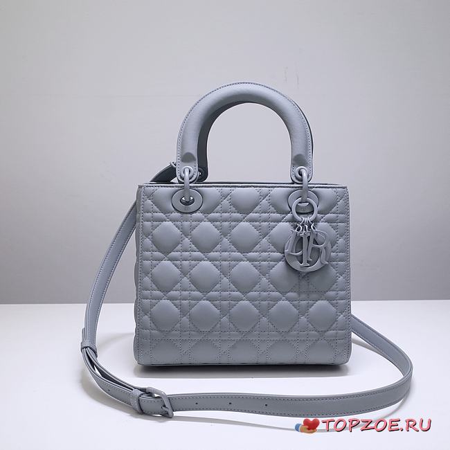 MEDIUM ULTRAMATTE LADY DIOR BAG DENIM BLUE M0565 SIZE 24 x 20 x 11 CM - 1