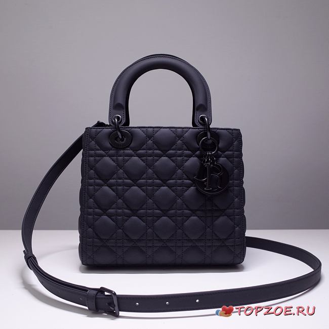 MEDIUM ULTRAMATTE LADY DIOR BAG INDIGO BLUE M0565 SIZE 24 x 20 x 11 CM - 1