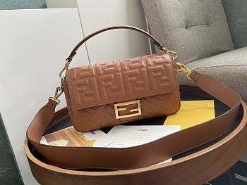 FENDI BAGUETTE BROWN LEATHER 8BR600 SIZE 26 x 4 x 14 CM