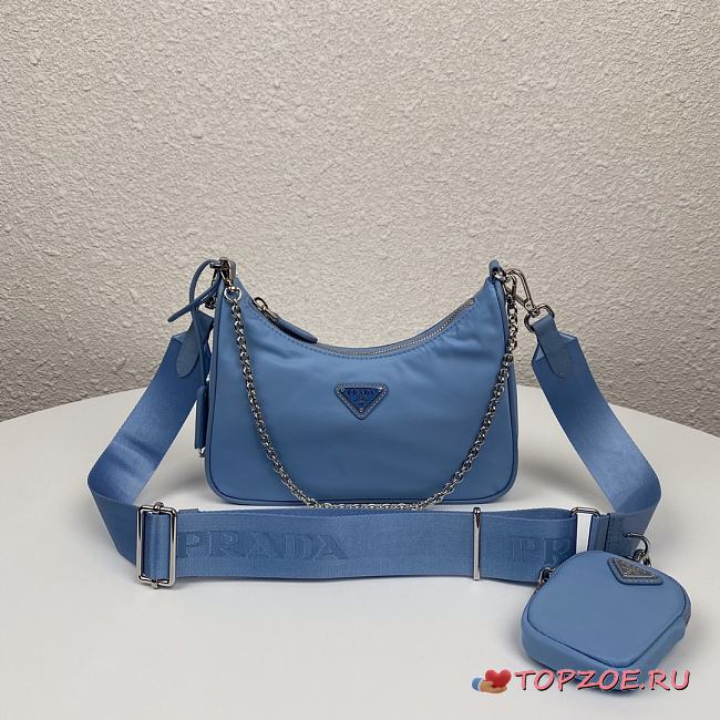 PRADA RE-EDITION 2005 RE-NYLON BAG LIGHT BLUE 1BH204_R064 SIZE 22x12x6 CM - 1