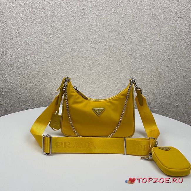 PRADA RE-EDITION 2005 RE-NYLON BAG YELLOW 1BH204_R064 SIZE 22x12x6 CM - 1