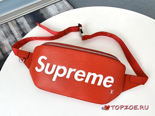 LV SUPREME BUM BAG RED M41810 24CM - 1