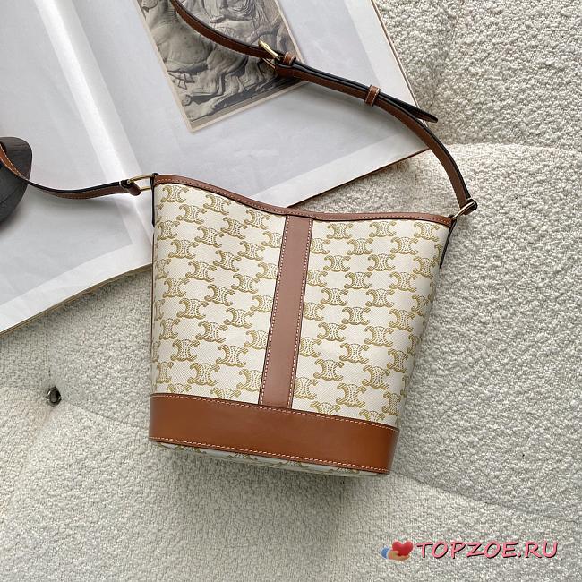 CELINE SMALL BUCKET WHITE 191442 SIZE 20 × 22 × 13 CM - 1