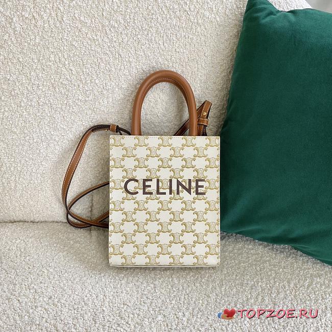 CELINE MINI VERTICAL CABAS WHITE 194372 SIZE 17 × 21 × 4 CM - 1